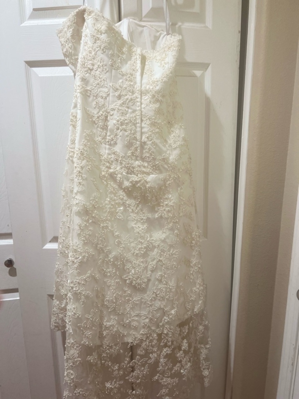 Alfred Angelo Ivory Lace High-Low Bridal Gown Sweetheart Strapless Size 10 - Picture 6 of 8
